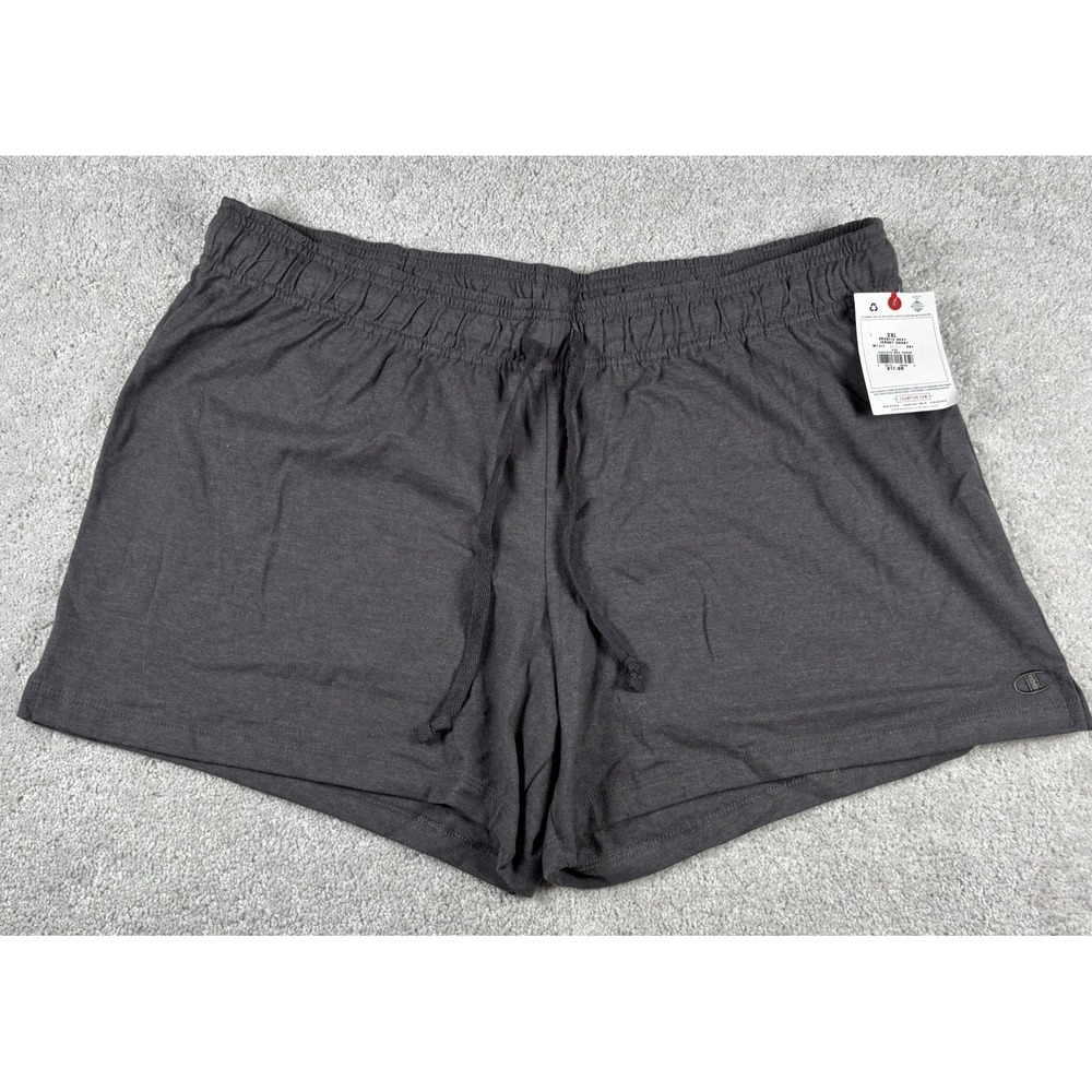 Champion Womens Workout Jersey Shorts XXL Gray Athletic Elastic Tie Waist 2XL